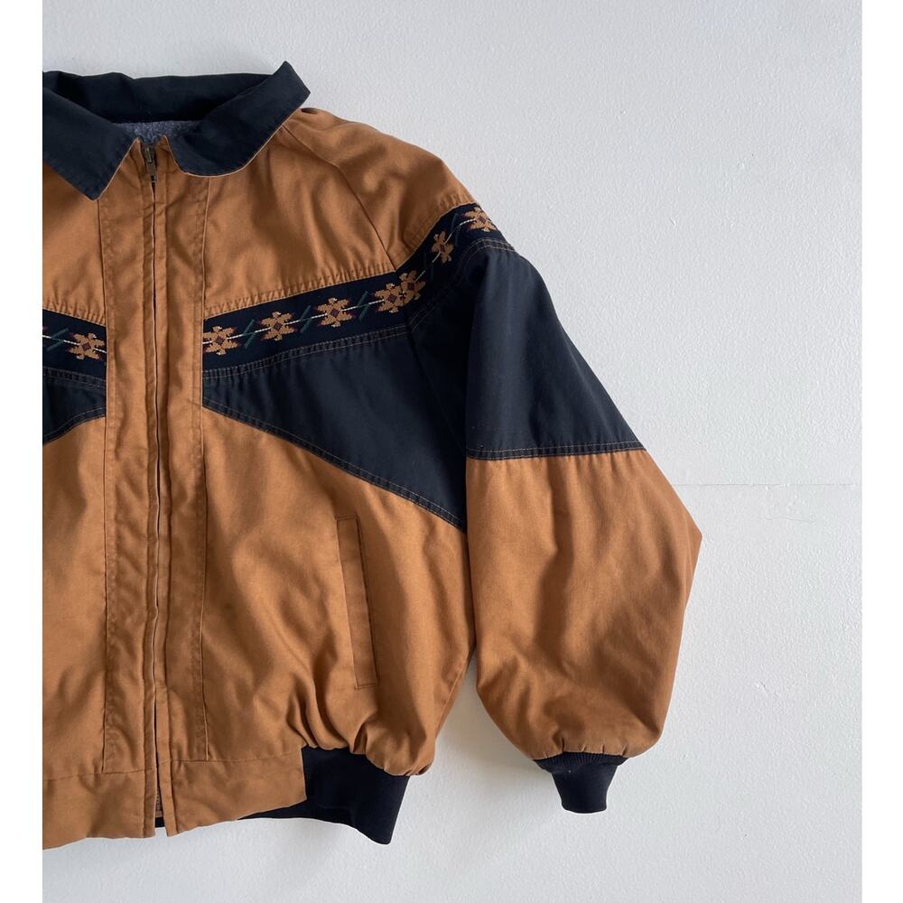 Vtg 90s Canyon Guide Outfitters Bomber Jacket / 2XL Blanket Lined Western Floral - Picture 4 of 11